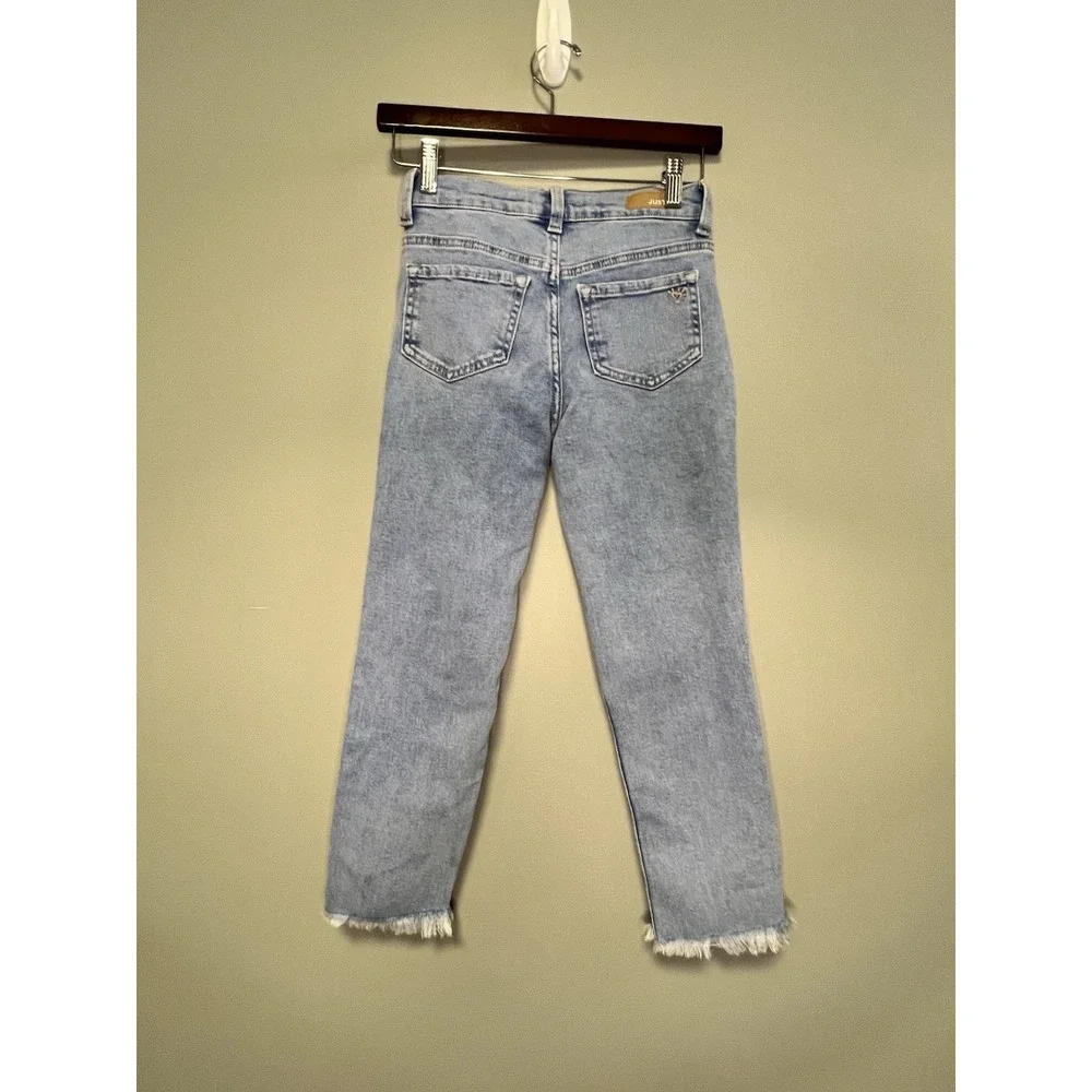 Justice Light Blue Jeans Girls 10 Slightly‎ Ripped Frayed Ankles